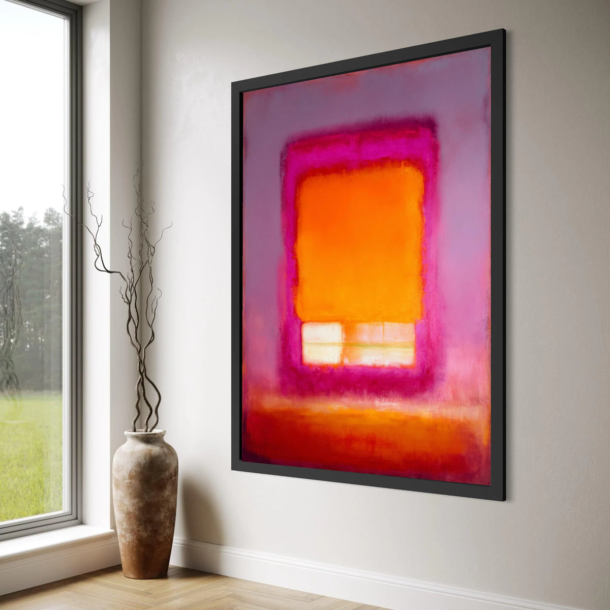 Vibrant Contemporary Color Block Canvas, Abstract Modern Wall Art, Bold Purple Orange Red Canvas, Geometric Home Decor, Ready to Print Art