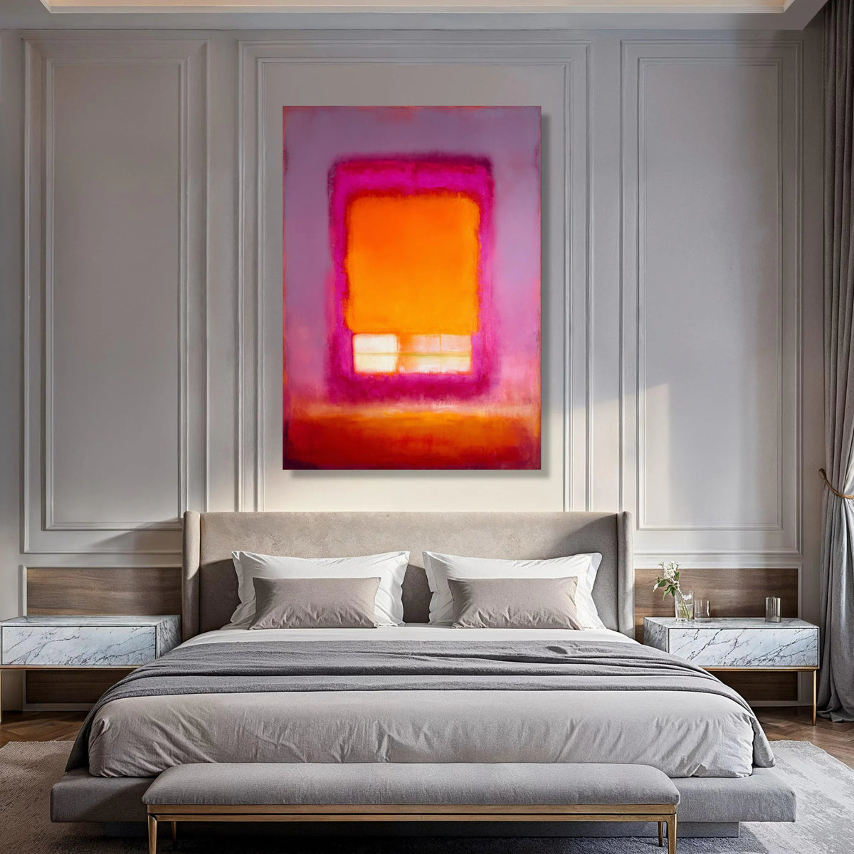 Vibrant Contemporary Color Block Canvas, Abstract Modern Wall Art, Bold Purple Orange Red Canvas, Geometric Home Decor, Ready to Print Art