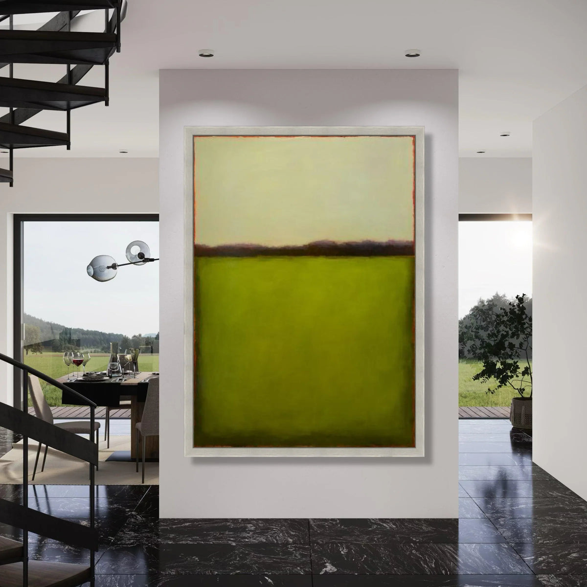 Abstract Color Field Canvas, Modern Green and Cream Wall Art, Rothko Style Canvas, Minimalist Home Decoration, Contemporary Art Print Art