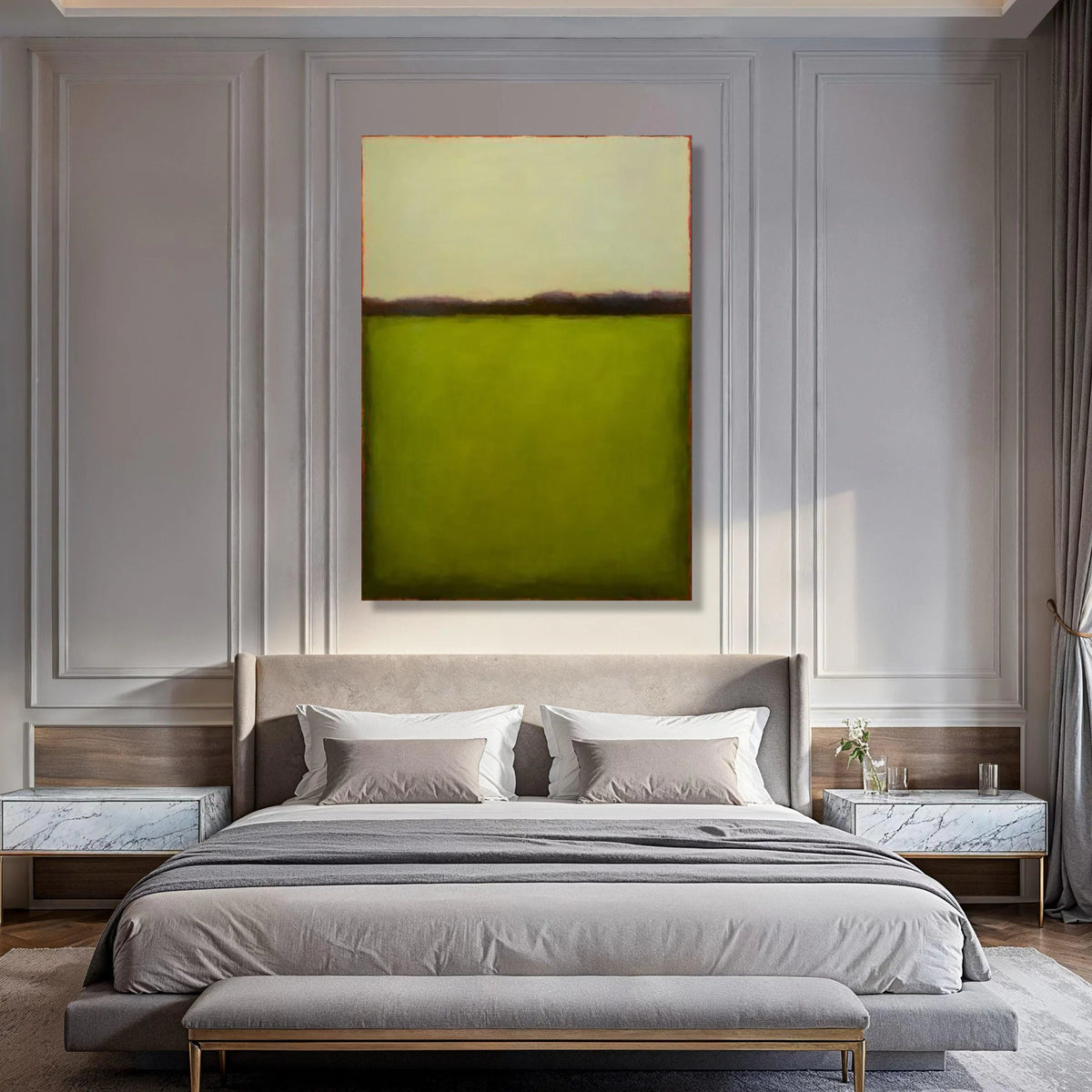 Abstract Color Field Canvas, Modern Green and Cream Wall Art, Rothko Style Canvas, Minimalist Home Decoration, Contemporary Art Print Art