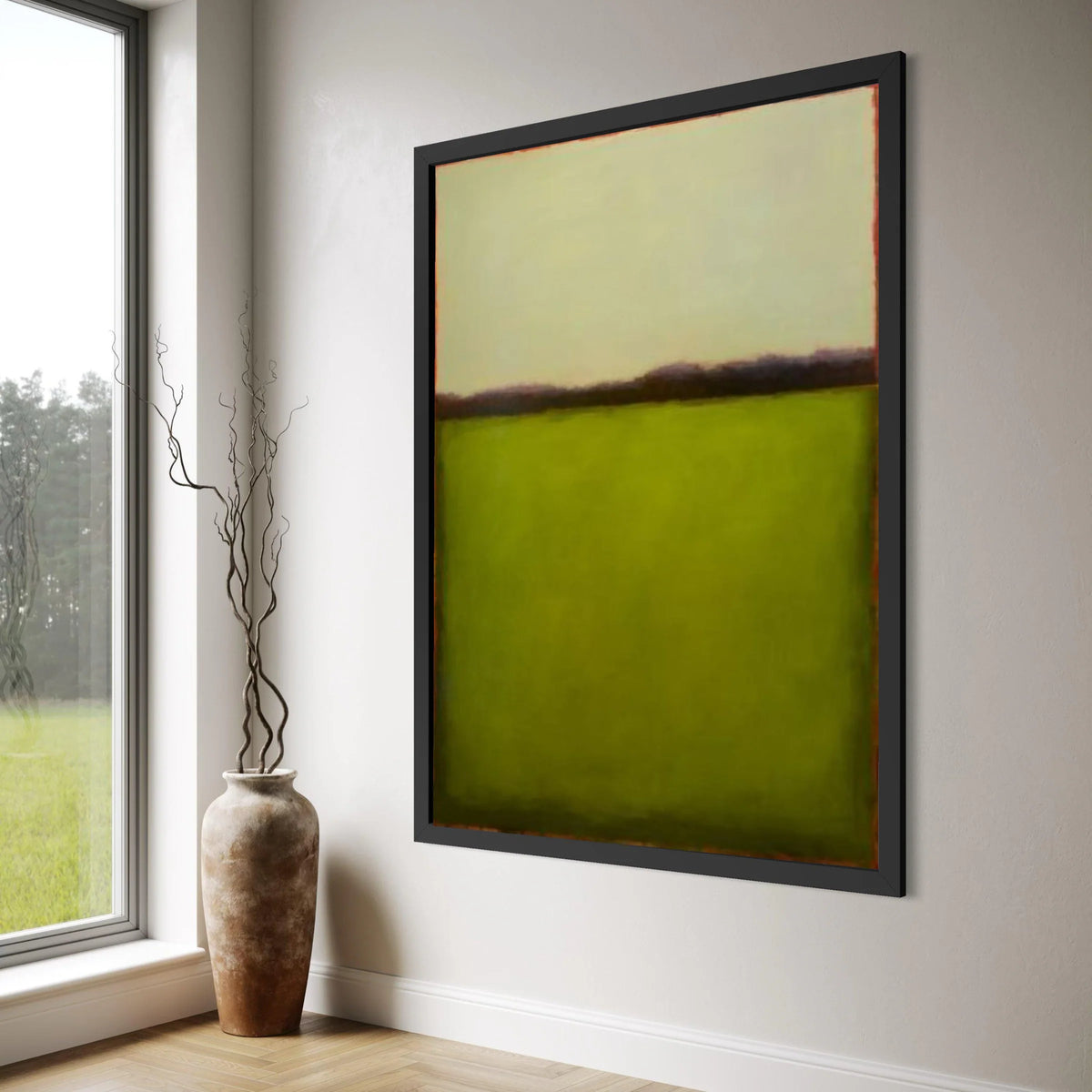 Abstract Color Field Canvas, Modern Green and Cream Wall Art, Rothko Style Canvas, Minimalist Home Decoration, Contemporary Art Print Art