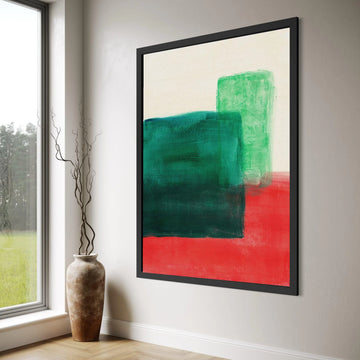 Abstract Color Blocks Canvas Wall Art, Green and Red Modern Painting, Minimalist Home Decoration, Contemporary Canvas Design Print Art