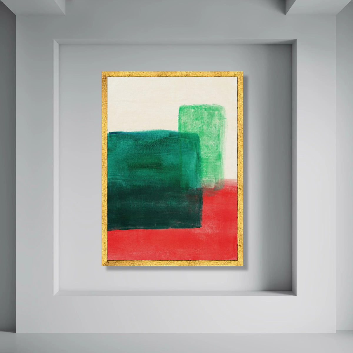 Abstract Color Blocks Canvas Wall Art, Green and Red Modern Painting, Minimalist Home Decoration, Contemporary Canvas Design Print Art