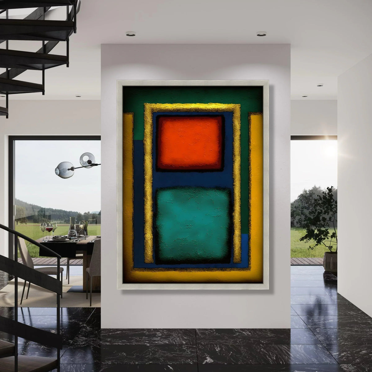 Bold Color Block Canvas Wall Art, Modern Abstract Squares, Geometric Home Decoration, Vibrant Contemporary Canvas, Rothko Style Print Art