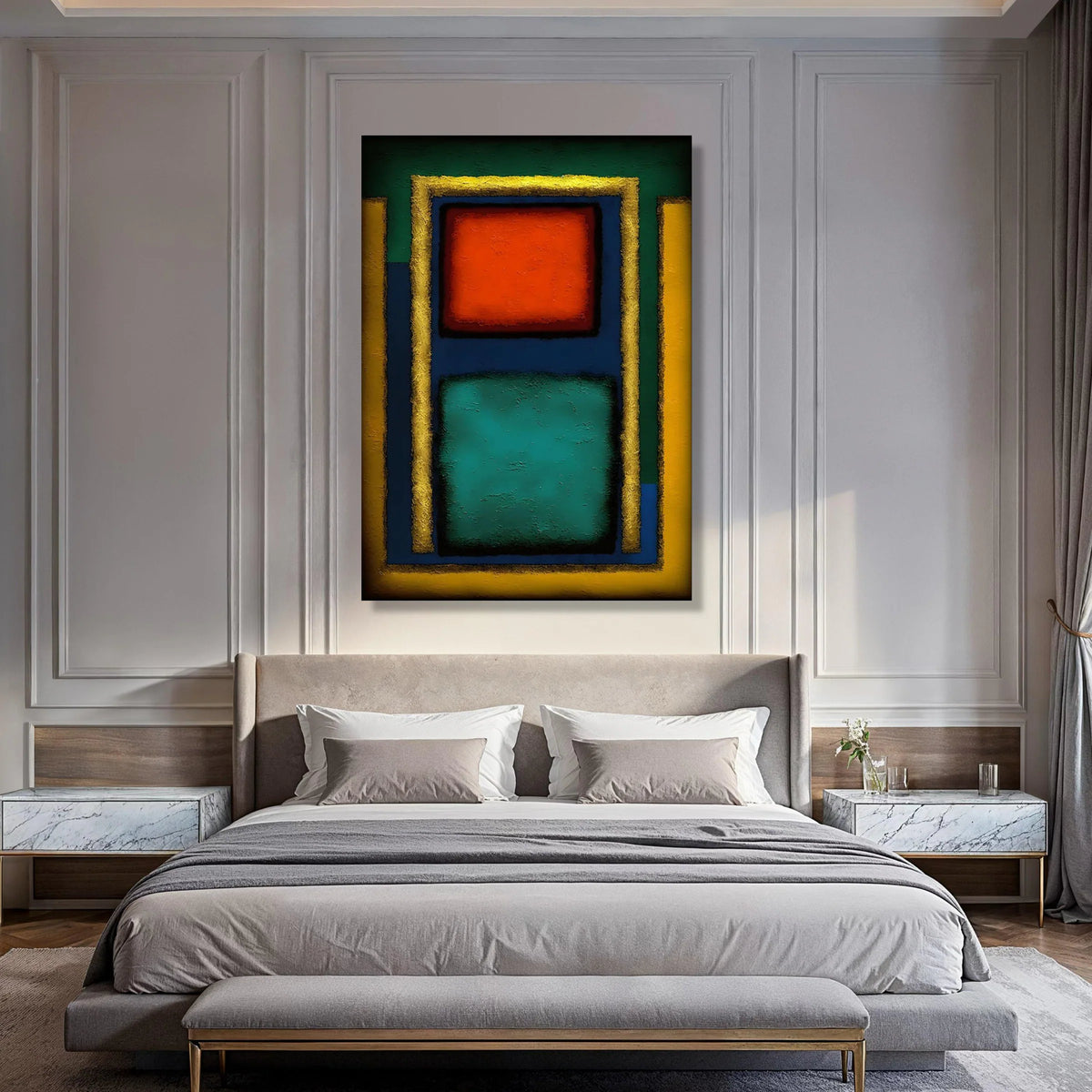 Bold Color Block Canvas Wall Art, Modern Abstract Squares, Geometric Home Decoration, Vibrant Contemporary Canvas, Rothko Style Print Art