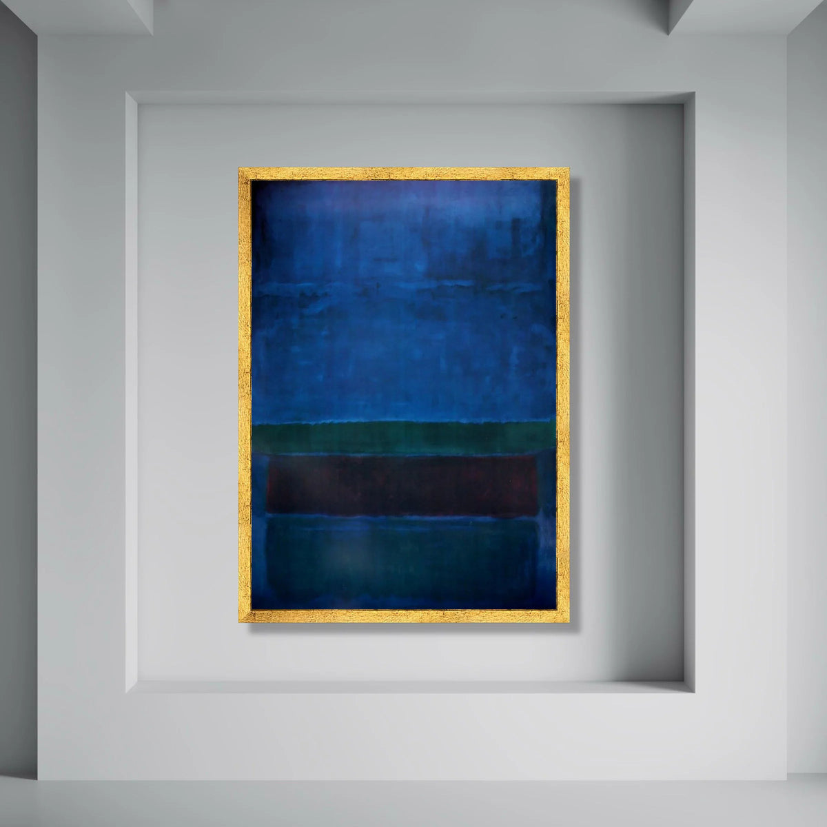 Deep Blue Abstract Canvas, Modern Minimalist Wall Art, Color Block Design, Contemporary Home Decor, Large Canvas Painting Print Art