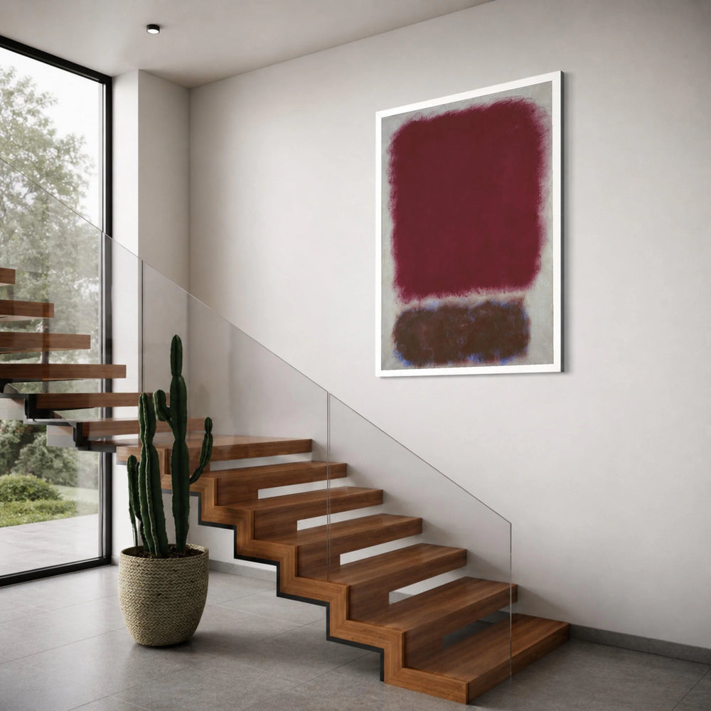 Deep Burgundy and Earth Tone Abstract Canvas, Modern Minimalist Wall Art, Contemporary Color Field Painting, Bold Home Decor Print Art