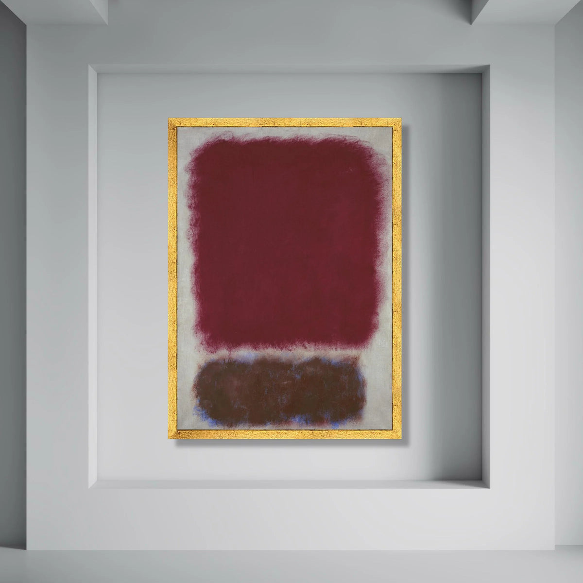Deep Burgundy and Earth Tone Abstract Canvas, Modern Minimalist Wall Art, Contemporary Color Field Painting, Bold Home Decor Print Art