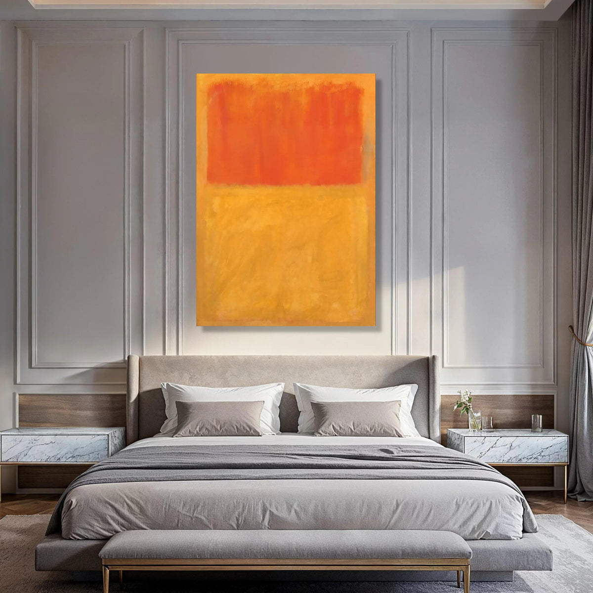 Abstract Color Block Canvas Wall Art, Modern Orange and Yellow Canvas, Minimalist Home Decoration, Contemporary Wall Art Design Print Art