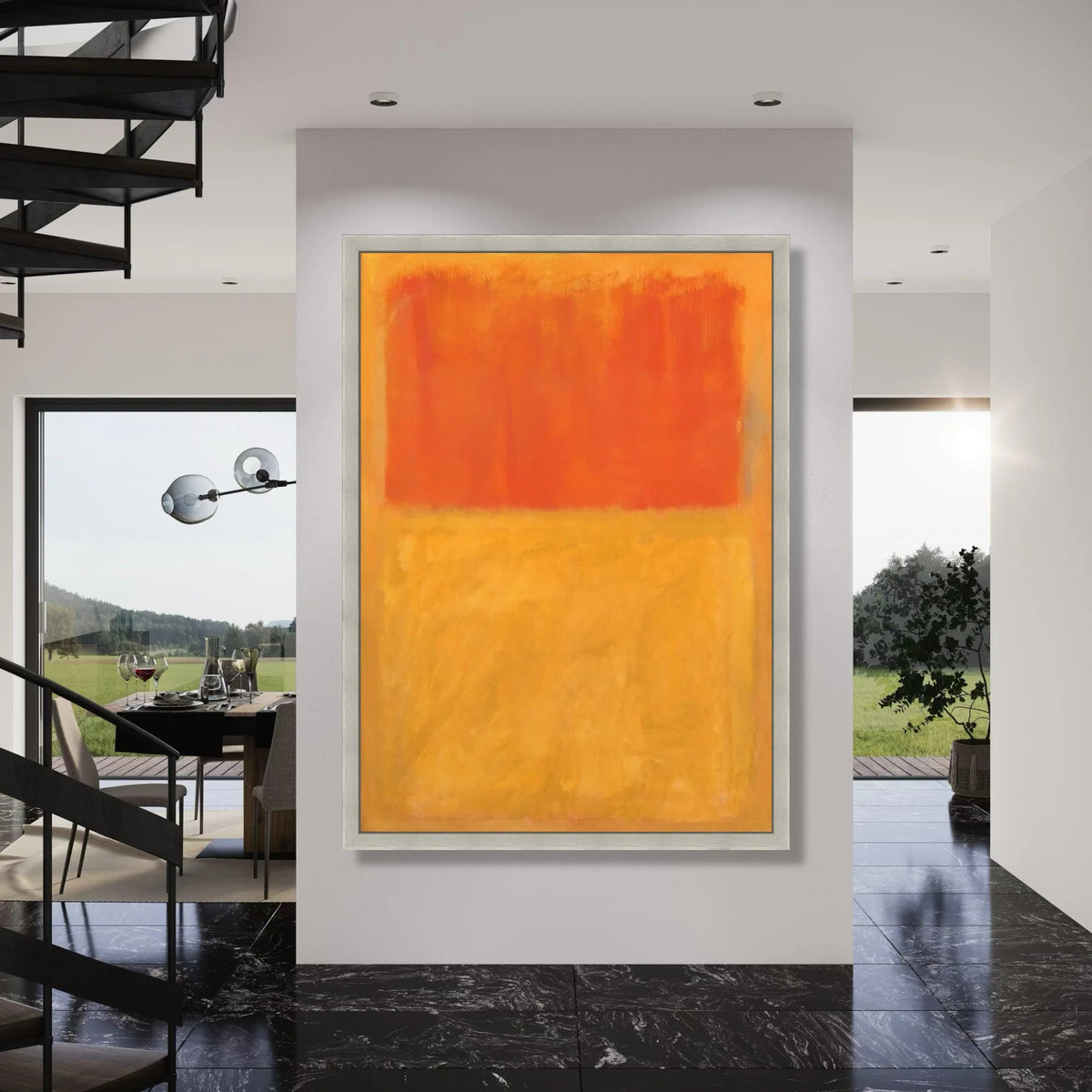 Abstract Color Block Canvas Wall Art, Modern Orange and Yellow Canvas, Minimalist Home Decoration, Contemporary Wall Art Design Print Art