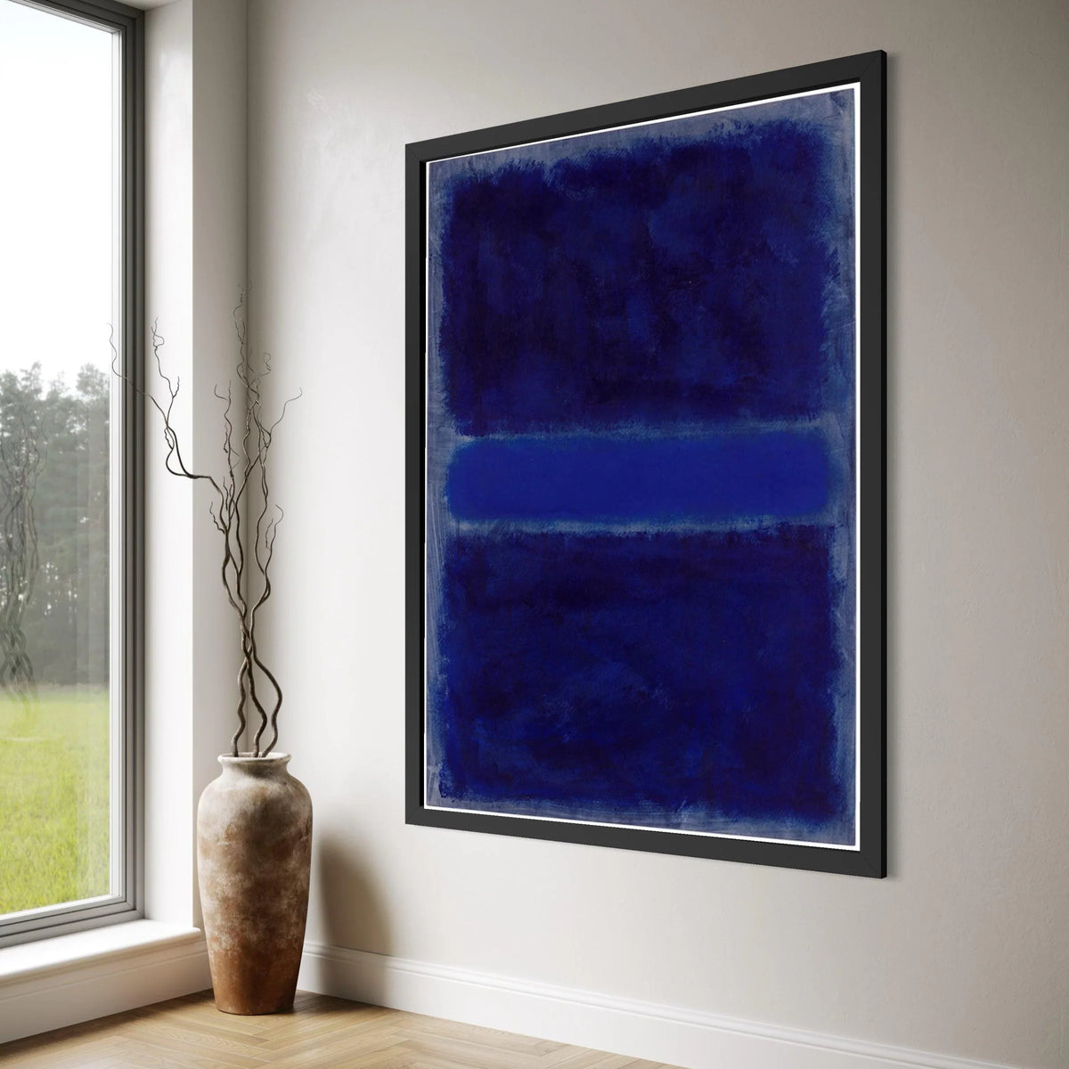 Deep Blue Abstract Canvas Wall Art, Modern Color Field Painting, Blue Tones Canvas, Minimalist Home Decor, Ready to Hang Wall Print Art