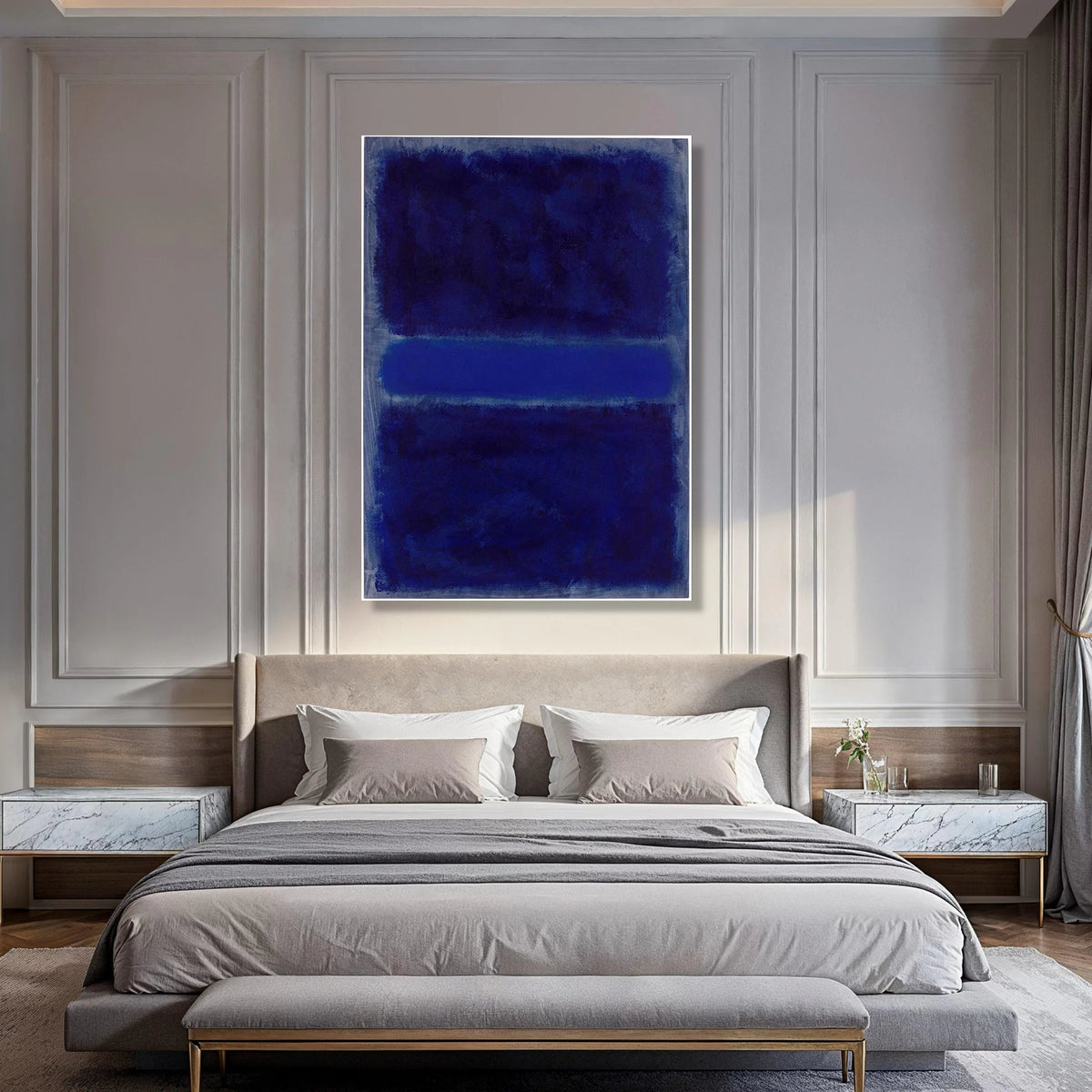 Deep Blue Abstract Canvas Wall Art, Modern Color Field Painting, Blue Tones Canvas, Minimalist Home Decor, Ready to Hang Wall Print Art