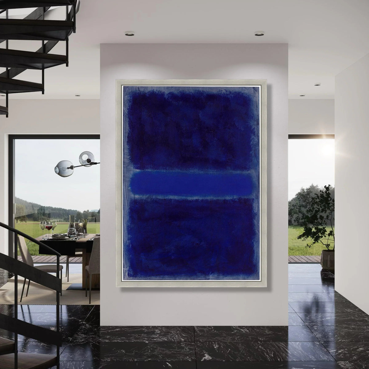 Deep Blue Abstract Canvas Wall Art, Modern Color Field Painting, Blue Tones Canvas, Minimalist Home Decor, Ready to Hang Wall Print Art