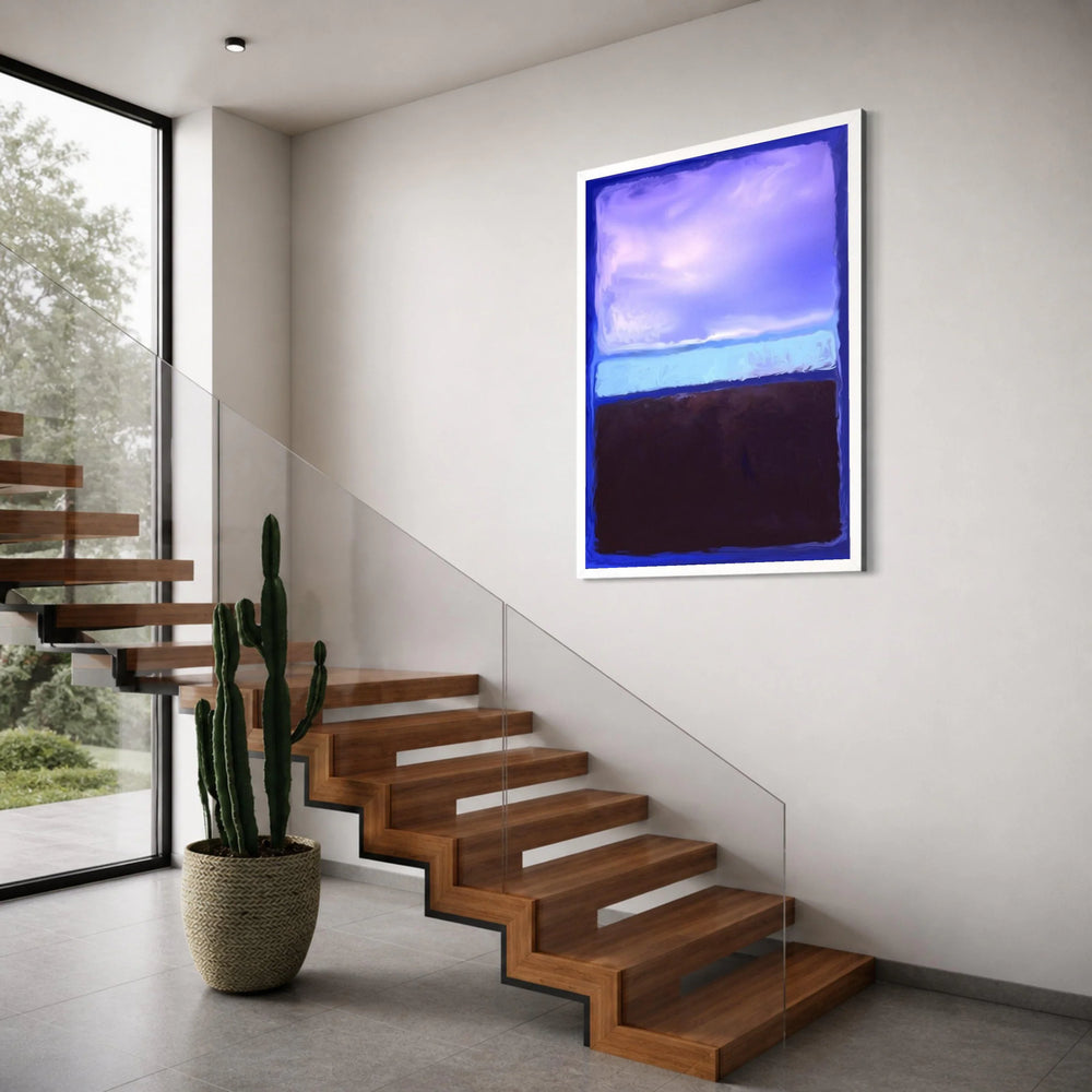 Modern Abstract Canvas Wall Art, Blue and Purple Color Block, Minimalist Home Decoration, Contemporary Canvas Painting, Large Wall Print Art