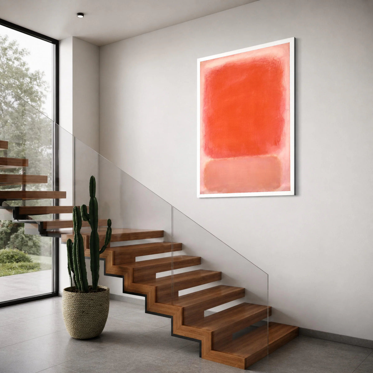 Abstract Red and Coral Canvas, Modern Color Block Wall Art, Contemporary Minimalist Canvas, Vibrant Home Decoration, Ready to Hang Print Art