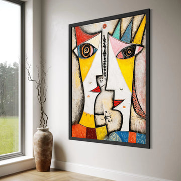 Abstract Cubist Faces Canvas Wall Art, Modern Geometric Portrait, Colorful Expressionist Art, Contemporary Home Decoration Print Art
