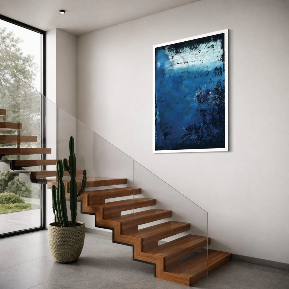 Deep Blue Abstract Canvas Wall Art, Modern Contemporary Canvas, Moody Blue Home Decor, Artistic Blue Gradient Canvas, Living Room Print Art