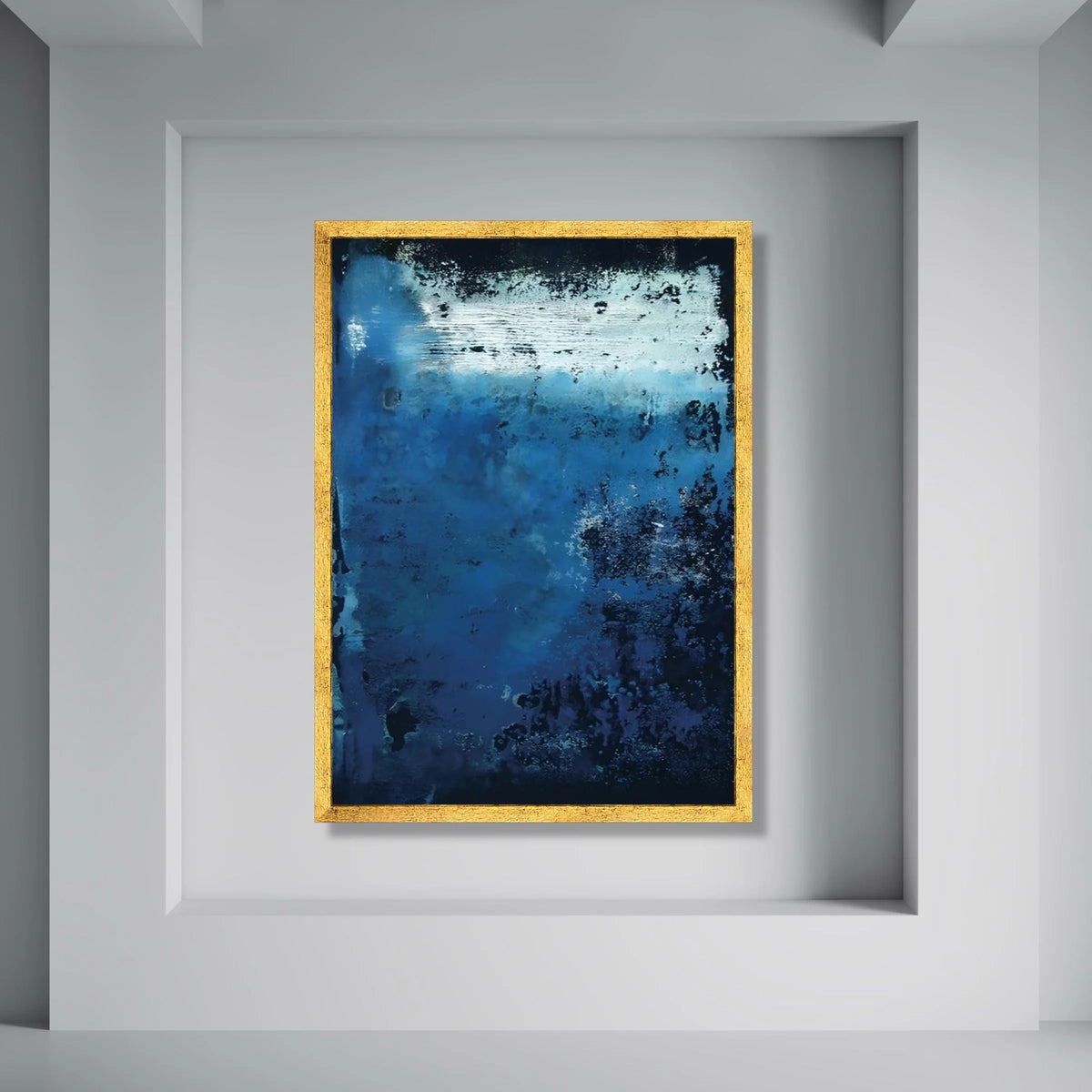 Deep Blue Abstract Canvas Wall Art, Modern Contemporary Canvas, Moody Blue Home Decor, Artistic Blue Gradient Canvas, Living Room Print Art