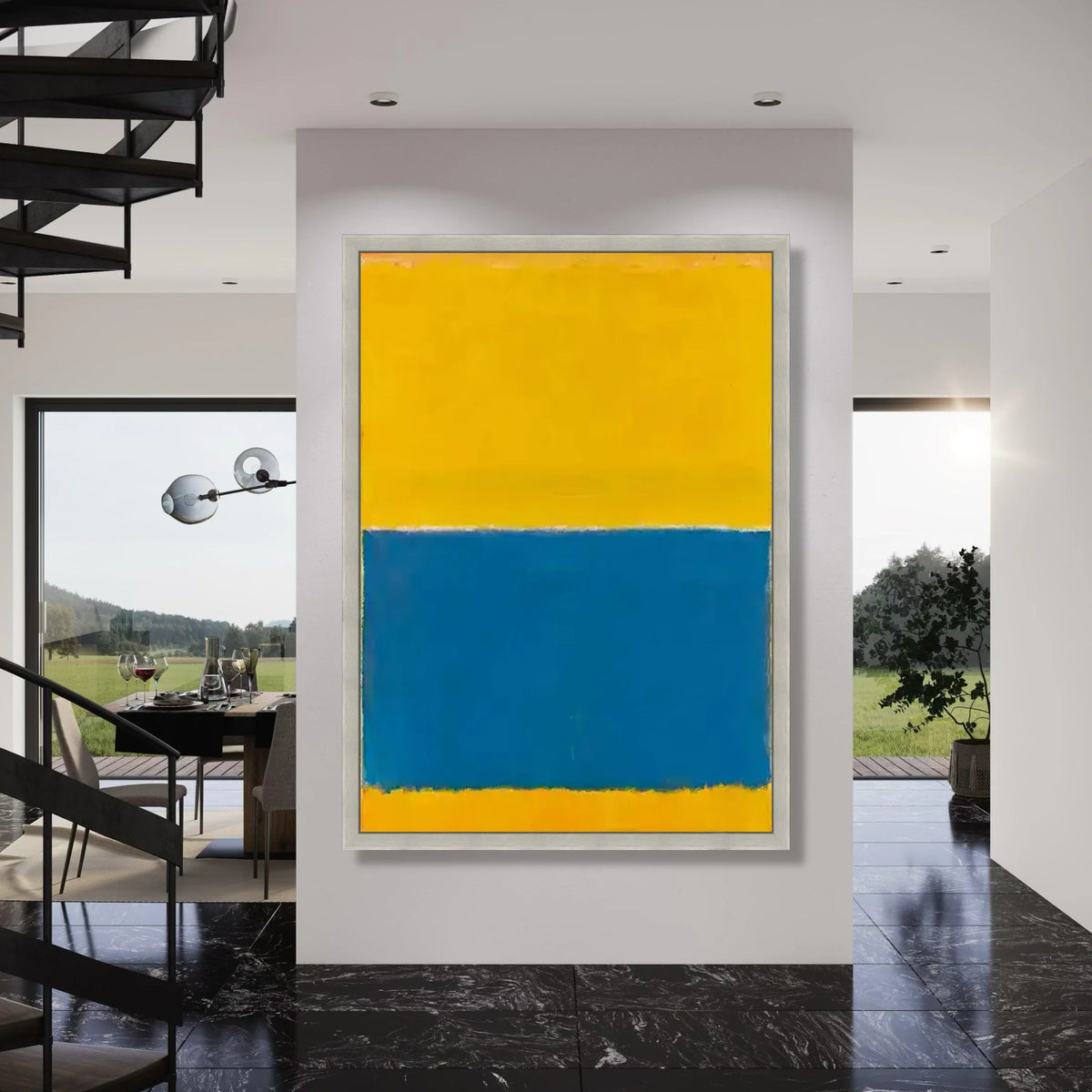 Bold Color Block Canvas, Modern Abstract Wall Art, Yellow and Blue Painting, Contemporary Home Decor, Minimalist Canvas Design Print Art