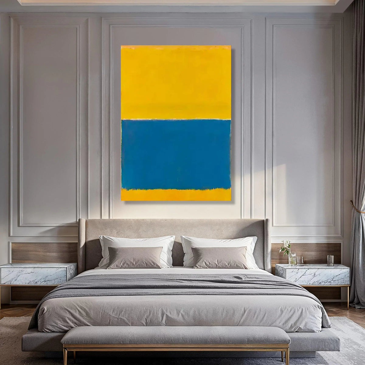 Bold Color Block Canvas, Modern Abstract Wall Art, Yellow and Blue Painting, Contemporary Home Decor, Minimalist Canvas Design Print Art