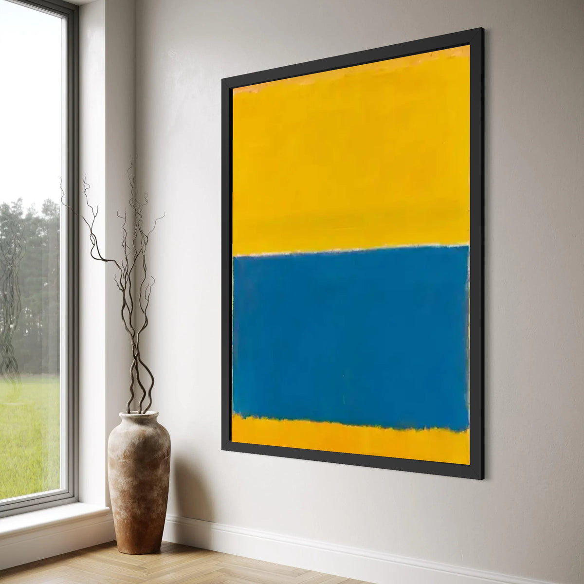 Bold Color Block Canvas, Modern Abstract Wall Art, Yellow and Blue Painting, Contemporary Home Decor, Minimalist Canvas Design Print Art