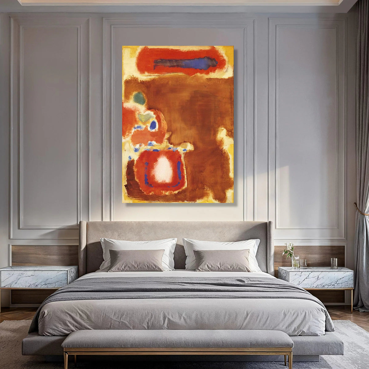 Abstract Color Block Canvas Wall Art, Modern Brown and Red Canvas, Bold Contemporary Painting, Home Decor Canvas, Ready to Hang Print Art