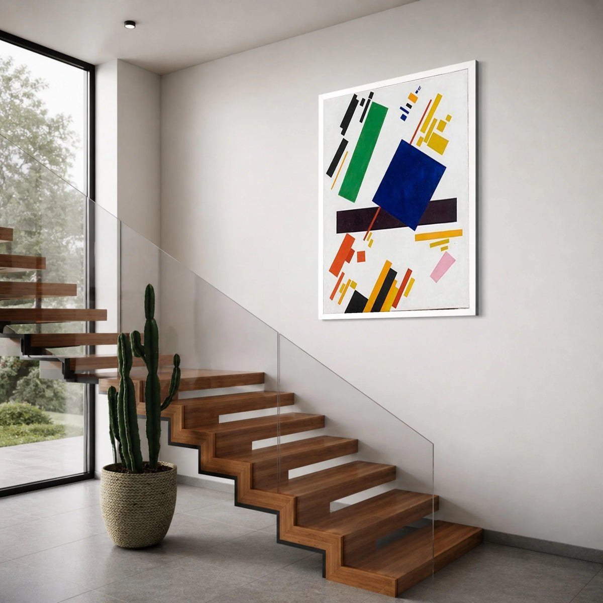 Abstract Geometric Composition Canvas, Modern Art Wall Decor, Colorful Shapes Canvas, Contemporary Home Decoration, Minimalist Print Art