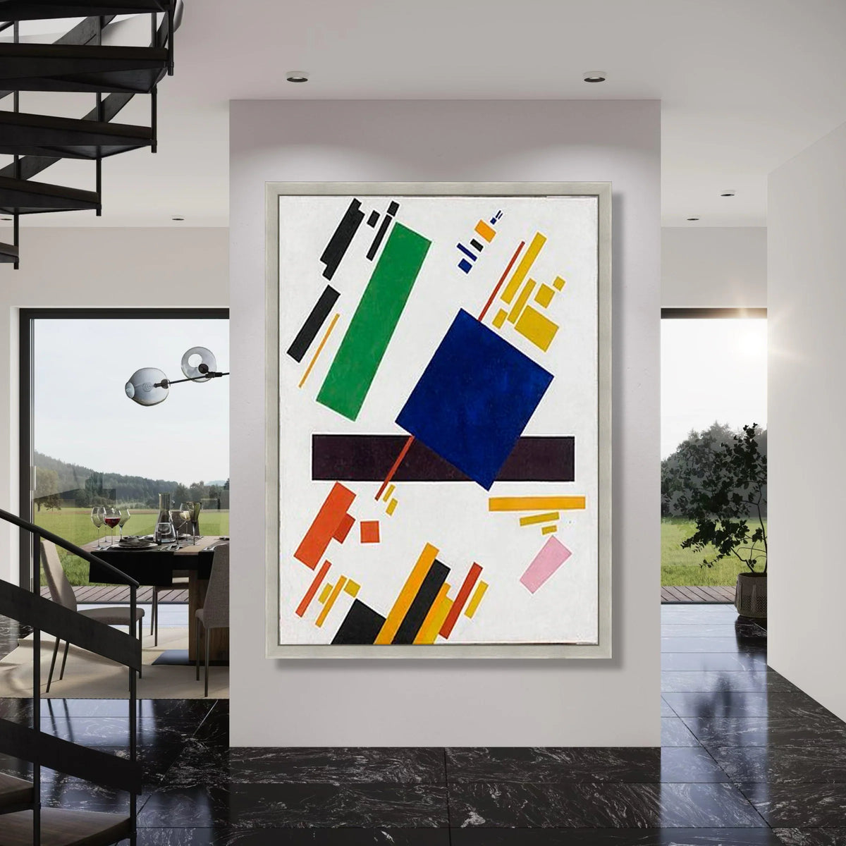 Abstract Geometric Composition Canvas, Modern Art Wall Decor, Colorful Shapes Canvas, Contemporary Home Decoration, Minimalist Print Art