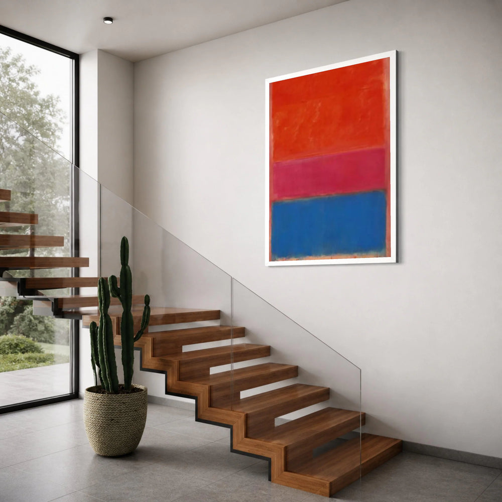 Abstract Color Block Canvas Wall Art, Modern Minimalist Red Blue Pink Painting, Contemporary Home Decor, Vibrant Artwork on Canvas Print Art