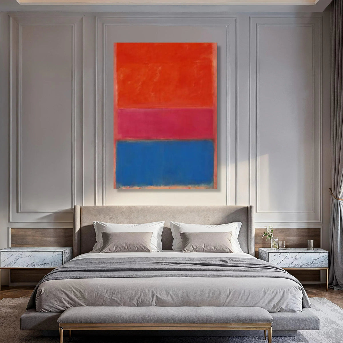 Abstract Color Block Canvas Wall Art, Modern Minimalist Red Blue Pink Painting, Contemporary Home Decor, Vibrant Artwork on Canvas Print Art