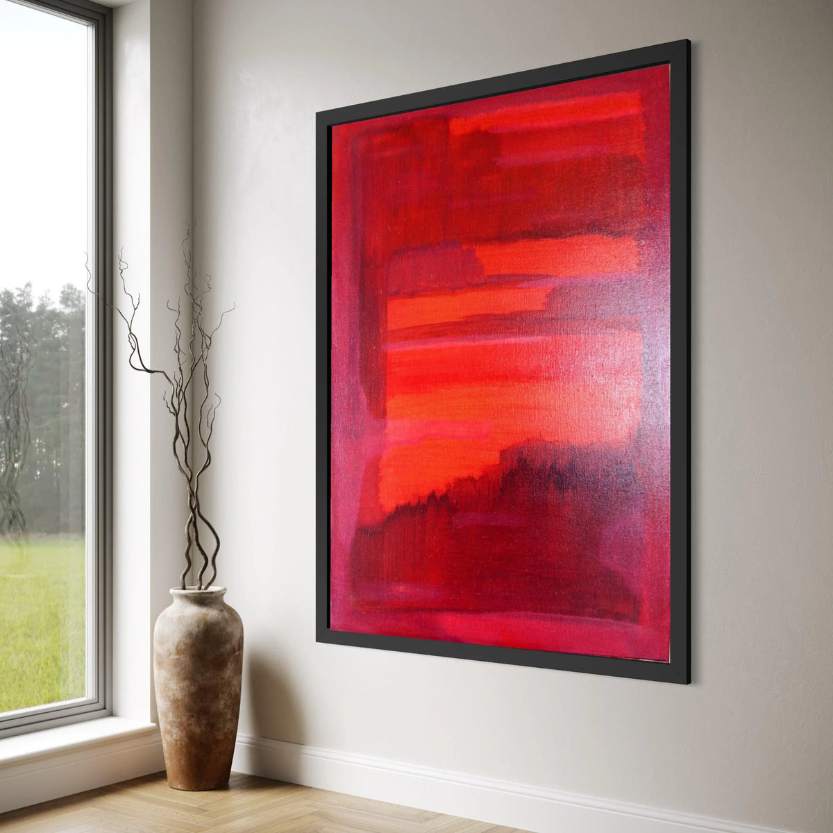Vibrant Red Abstract Canvas Wall Art, Modern Color Field Painting, Bold Home Decor, Contemporary Canvas Artwork Print Art