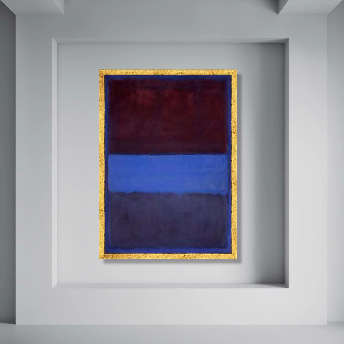 Abstract Color Block Canvas Wall Art, Contemporary Blue and Burgundy Painting, Modern Minimalist Canvas, Home Decor Accent Print Art