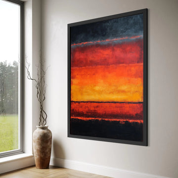 Vibrant Abstract Canvas Wall Art, Bold Red and Orange Color Block, Modern Minimalist Home Decoration, Contemporary Art Canvas Print Art