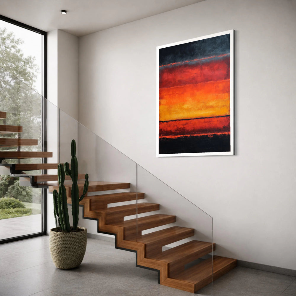 Vibrant Abstract Canvas Wall Art, Bold Red and Orange Color Block, Modern Minimalist Home Decoration, Contemporary Art Canvas Print Art