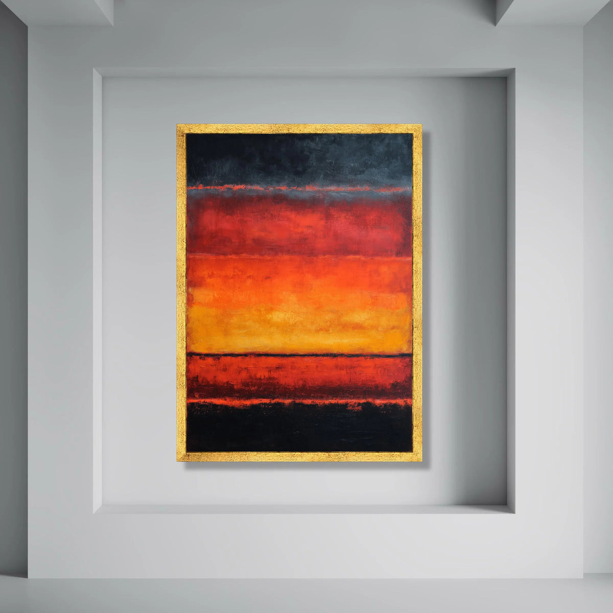 Vibrant Abstract Canvas Wall Art, Bold Red and Orange Color Block, Modern Minimalist Home Decoration, Contemporary Art Canvas Print Art