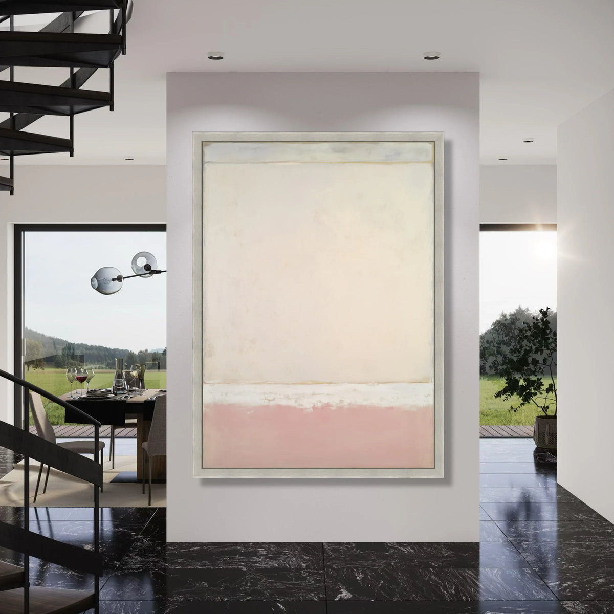 Minimalist Abstract Canvas Wall Art, Soft Pastel Color Blocks, Modern Neutral Home Decor, Contemporary Canvas Painting, Elegant Print Art