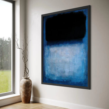 Abstract Blue and Black Canvas Wall Art, Modern Minimalist Painting, Contemporary Home Decor, Mark Rothko Style Canvas Print Art