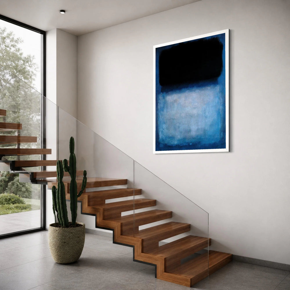 Abstract Blue and Black Canvas Wall Art, Modern Minimalist Painting, Contemporary Home Decor, Mark Rothko Style Canvas Print Art