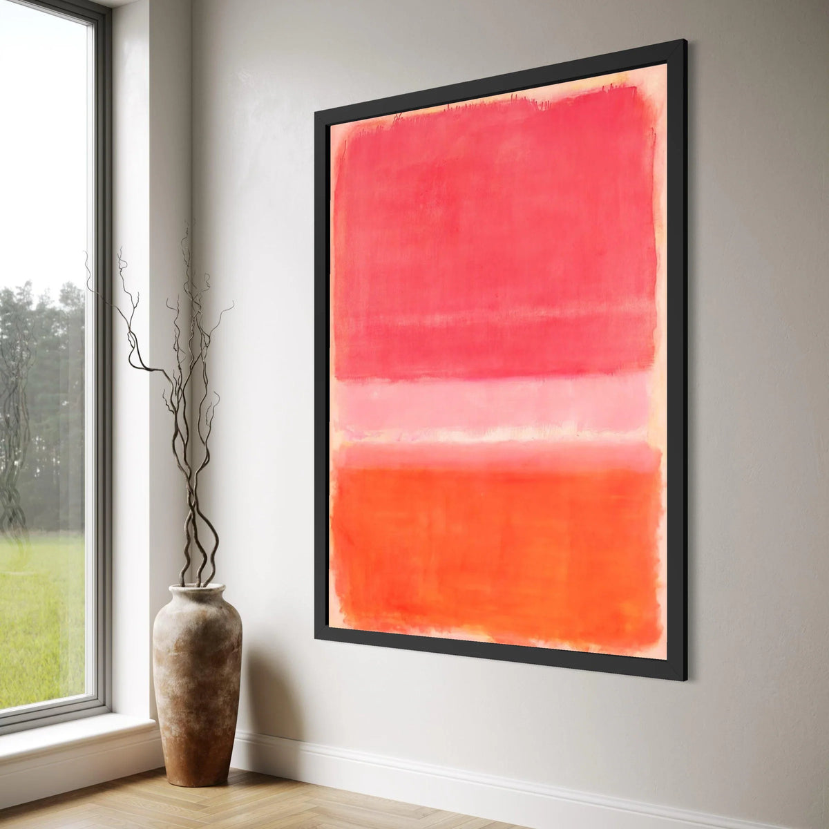 Vibrant Color Blocks Canvas Wall Art, Abstract Red and Orange Painting, Modern Minimalist Home Decor, Contemporary Canvas Artwork Print Art