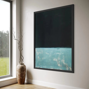 Abstract Color Field Canvas Wall Art, Modern Minimalist Blue and Black Canvas, Contemporary Home Decoration, Mark Rothko Style Print Art