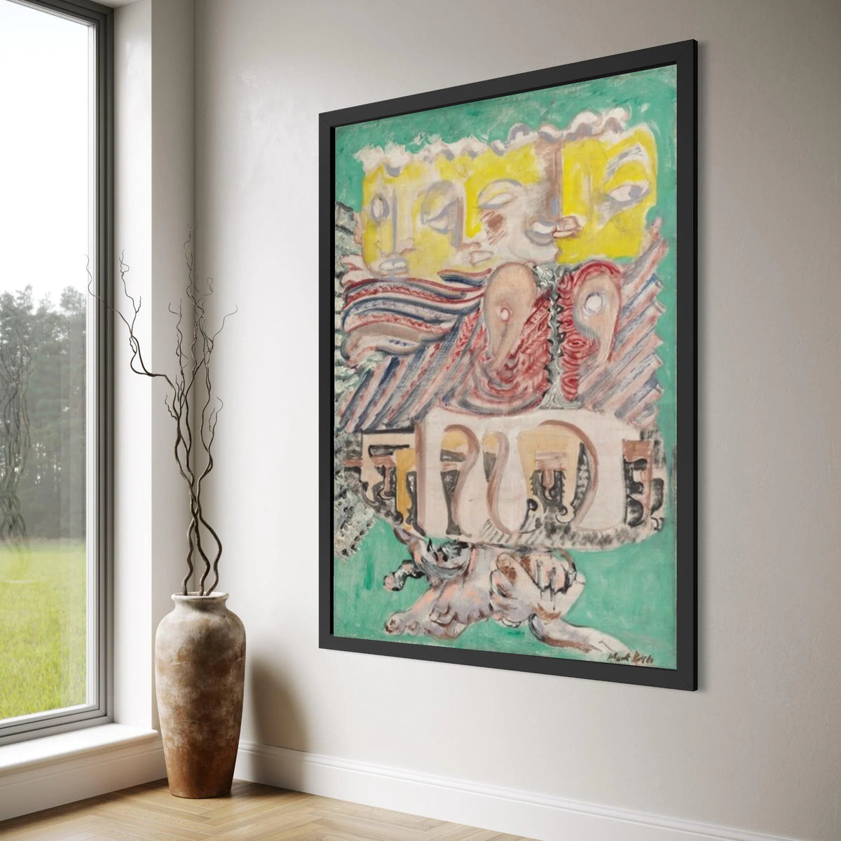 Abstract Faces and Forms Canvas Wall Art, Modern Expressionist Painting, Colorful Contemporary Canvas, Artistic Home Decoration Print Art