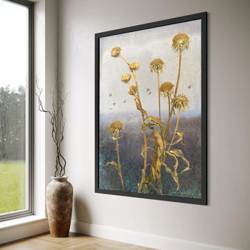 Dried Floral Elegance Canvas Wall Art, Rustic Botanical Print, Vintage Nature Decor, Home Decoration Canvas, Earth Tone Wall Print Art