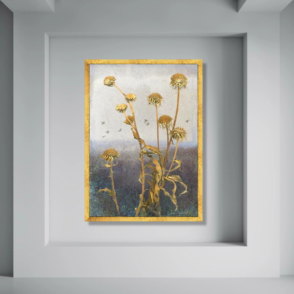 Dried Floral Elegance Canvas Wall Art, Rustic Botanical Print, Vintage Nature Decor, Home Decoration Canvas, Earth Tone Wall Print Art
