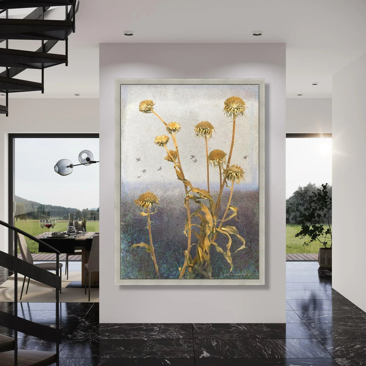 Dried Floral Elegance Canvas Wall Art, Rustic Botanical Print, Vintage Nature Decor, Home Decoration Canvas, Earth Tone Wall Print Art