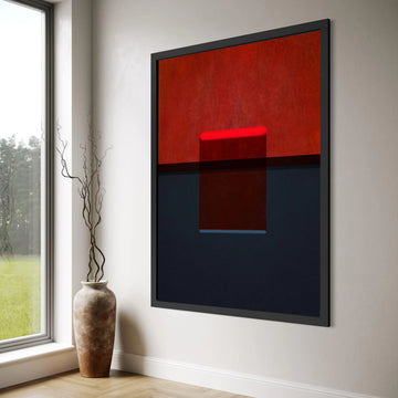 Bold Red and Black Abstract Canvas, Modern Art Wall Decor, Minimalist Geometric Canvas, Contemporary Home Decoration Print Art