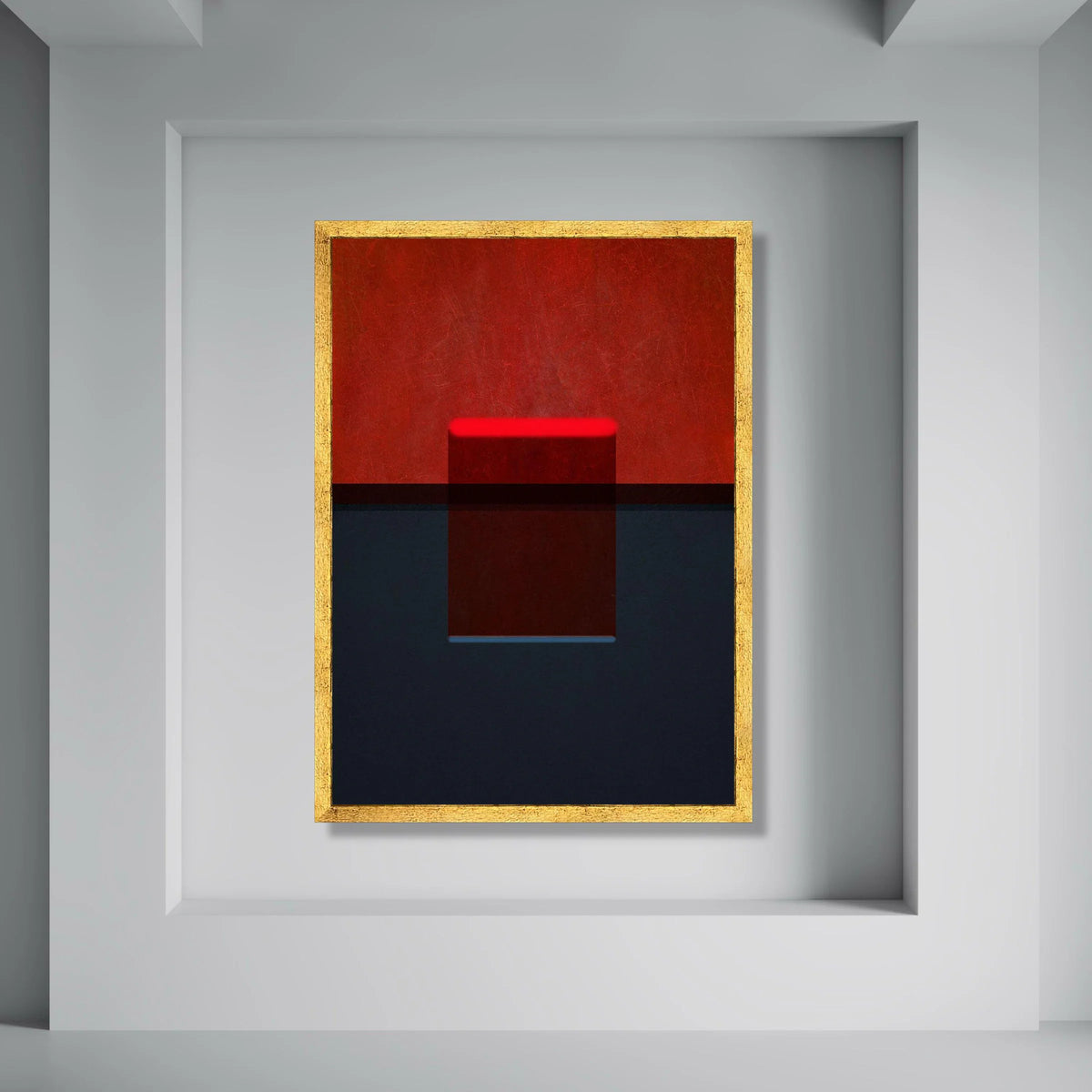 Bold Red and Black Abstract Canvas, Modern Art Wall Decor, Minimalist Geometric Canvas, Contemporary Home Decoration Print Art