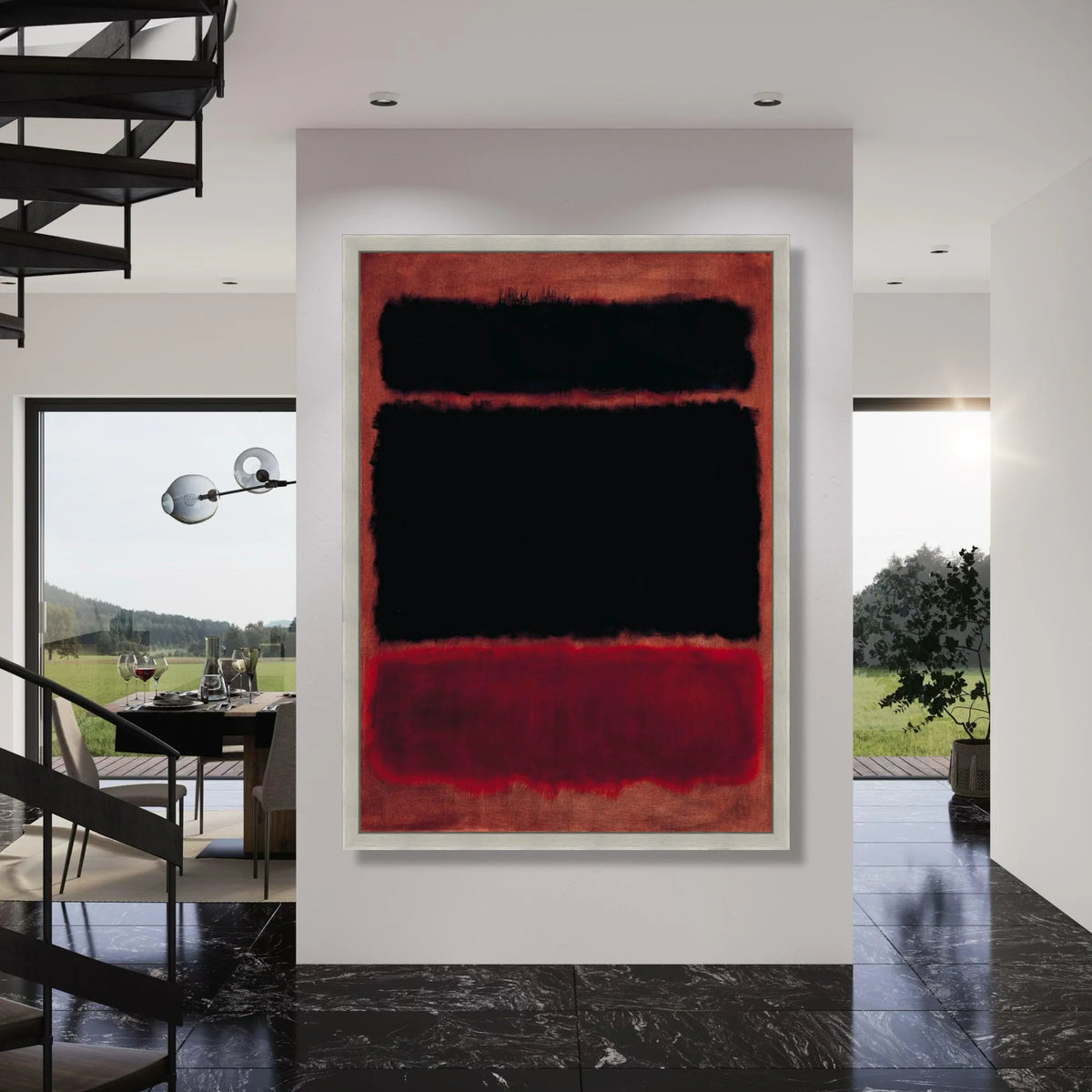 Abstract Modern Canvas Wall Art, Bold Black and Red Blocks, Minimalist Home Decor, Contemporary Canvas Painting, Color Block Print Art