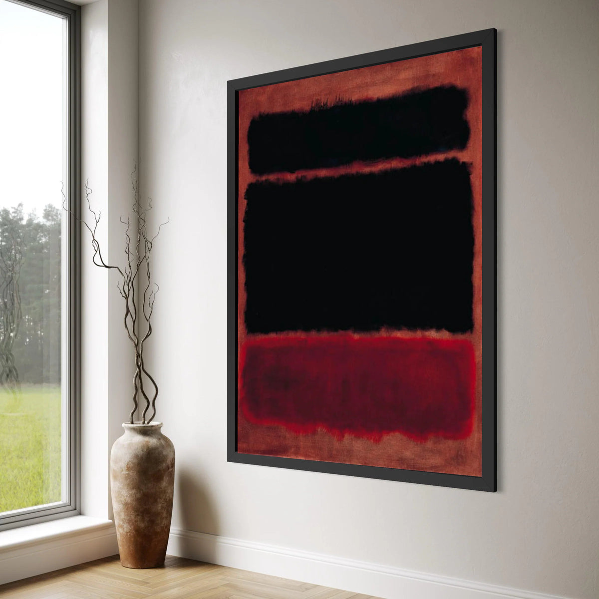 Abstract Modern Canvas Wall Art, Bold Black and Red Blocks, Minimalist Home Decor, Contemporary Canvas Painting, Color Block Print Art