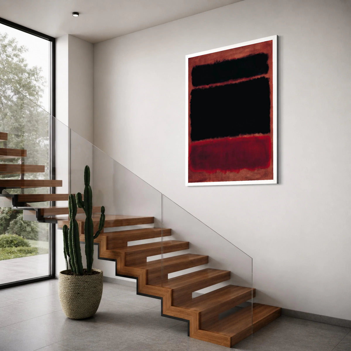 Abstract Modern Canvas Wall Art, Bold Black and Red Blocks, Minimalist Home Decor, Contemporary Canvas Painting, Color Block Print Art