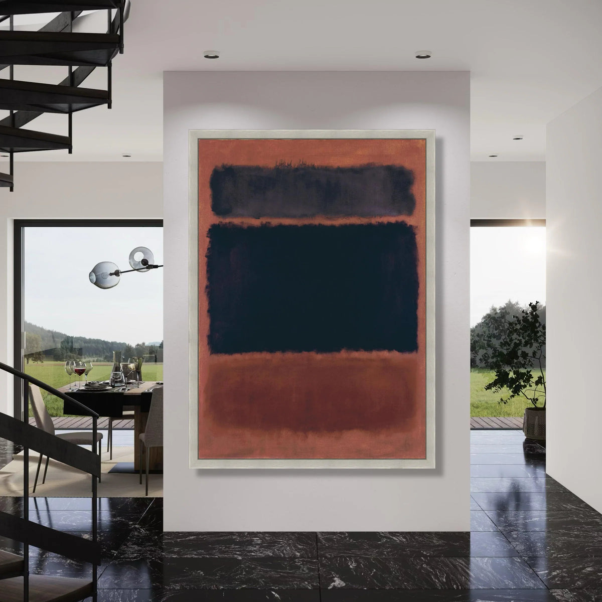 Mark Rothko Abstract Canvas, Modern Minimalist Wall Art, Black and Brown Color Blocks, Contemporary Art Decoration, Ready to Hang Print Art